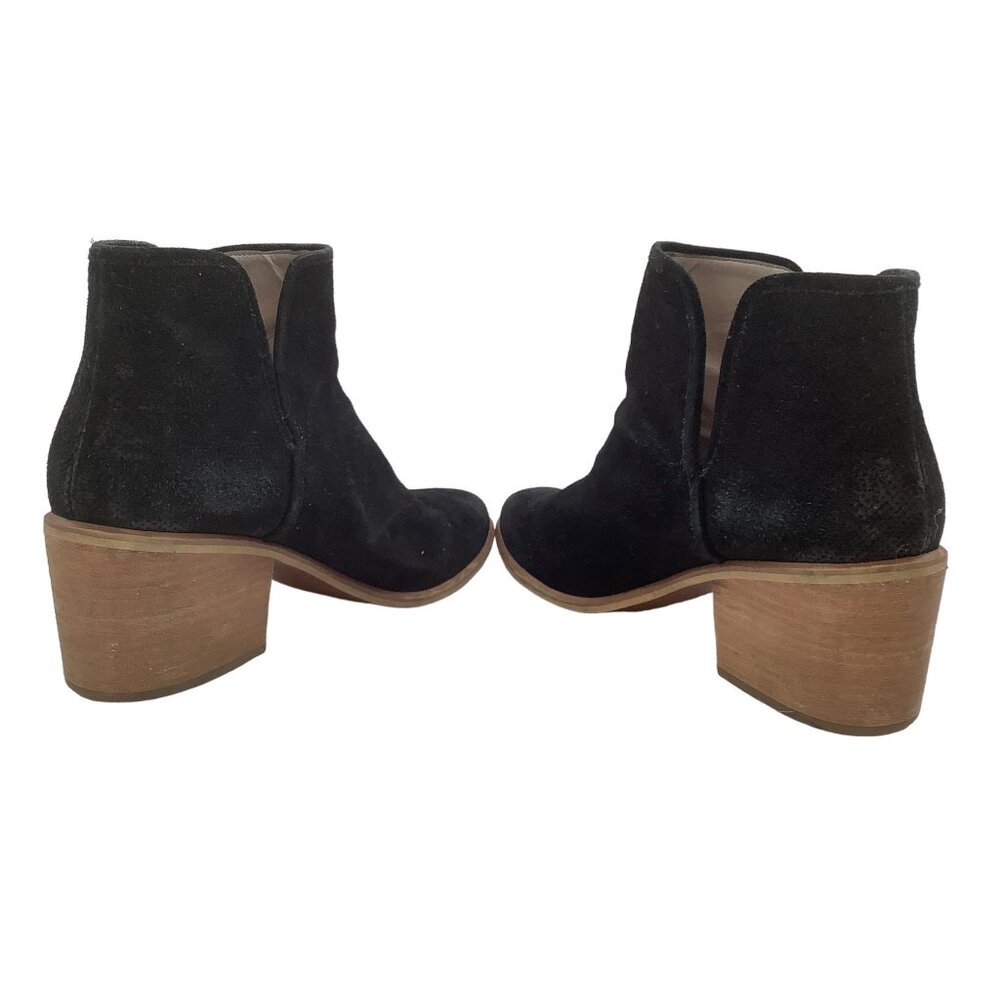 NORDSTROM BP V Notch Ankle Booties Suede Boots 10 Stacked Heel Boho Western - Picture 2 of 8